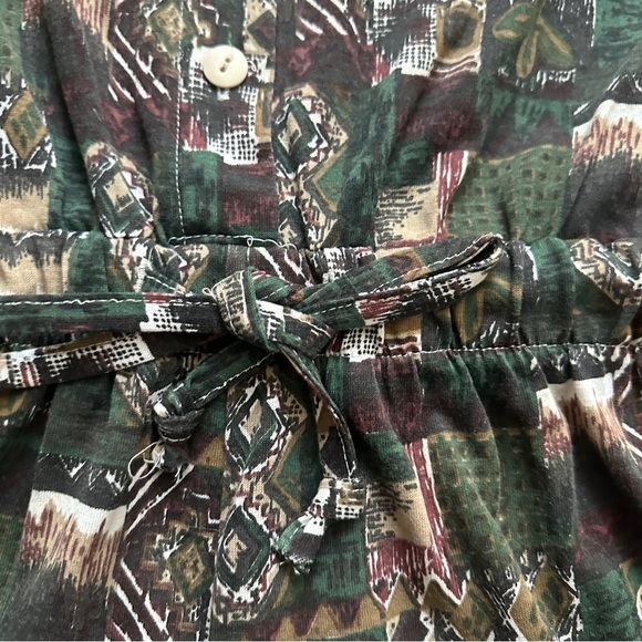 Vintage 80s Colleens Collectibles Green Tribal Print Short Sleeve Romper Size XL - Picture 6 of 16